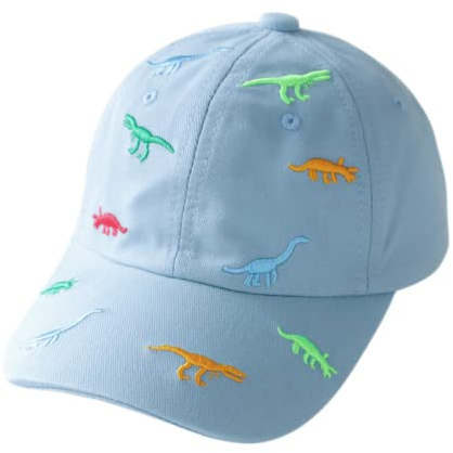 Kinder Baseball Cap für Jungen Mädchen Verstellbar Sport Baumwolle Kappe Herbst Mit Dinosaurier-Stickerei Schirmmütze Kinder UV Schutz Basecap 2-6 Jahren, Blau