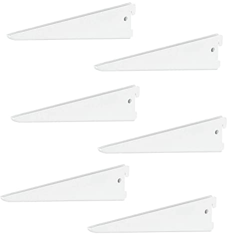 6 x siwitec U-Träger 370 x 50 mm in Weiss, Regalhalter für ein zweireihiges Regalschienensystem