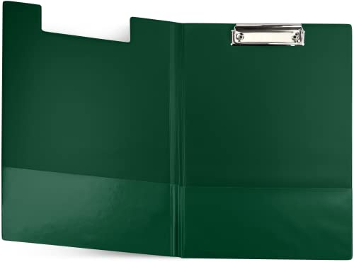 Netuno 1 Stück Klemmbrett-Mappe A4 mit Clip Dunkelgrün DIN A4 Deckel Schreibbrett Metallklemme Hartplatte Kunststoff Schreibmappe Clipboard Dokumentenhalter