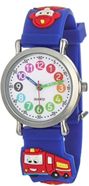 CHAOTECHY Kinder Armbanduhr für Mädchen und Jungen,gut lesbar, um ganz leicht zu Lernen, die Uhr zu lesen (Feuerwehrfahrzeug)