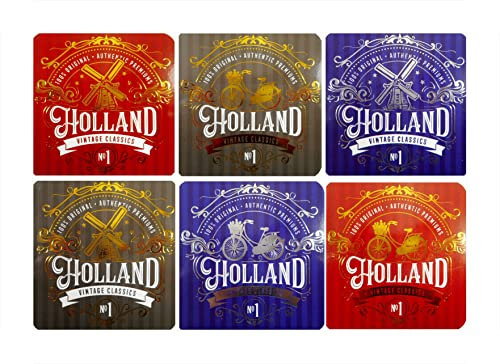 6er Set Untersetzer Holland Windmühle Fahrrad je 9 x 9 cm Maritim Souvenir Coaster Figur Deko GMTX 5497