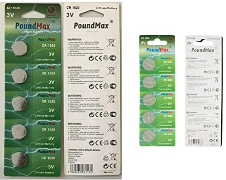 5 x 1620 CR1620 DL1620 3V Lithium Coin Cell Batteries & 5 x PoundMax 2032 CR2032 3V Lithium Batteries