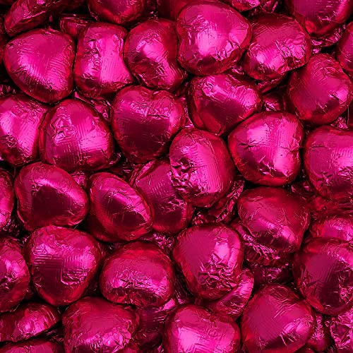 Italian Options Milk Chocolate Foiled Hearts, 200 Chocolates, Hot Pink Foil