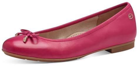 Tamaris COMFORT Damen Ballerinas aus Leder mit Schleife, Rosa (Fuxia), 40 EU