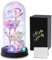 Cadeaux de Fête des Mères pour Femmes Petite Amie Maman Grand-mère, Rose Eternelle sous Cloche, Fleur Enchanté Idée Cadeau, Fleur Éternelle Galaxy Étoilée avec Lumières LED pour Anniversaire