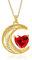 YONVUN cristal Zircon lune Coeur Pendentif nouvelle lune Collier | plaqué or 18k rubis saphir planète diamant bijoux cadeau pour femme maman fille petite amie