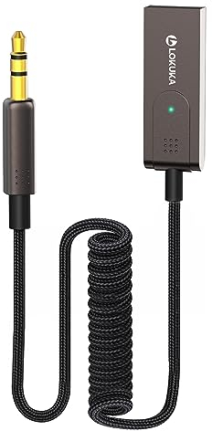 LOKUKA Bluetooth 5.3 to Aux Adapter for Car, USB to TRS 3.5mm Bluetooth Receiver adds Bluetooth to Car, Speaker, and Home Stereo Audio, for Hands-Free Calls, Voice Navigation, Phone Music