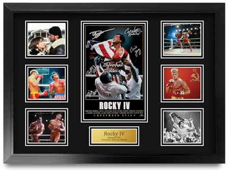 HWC Trading Rocky 4 Geschenke Geducktes Signiertes Autogramm Präsentationsdisplay für Fans von Film Memorabilien - A2 Gerahmt
