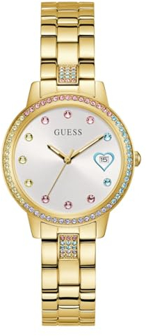 GUESS Damen Uhr Armbanduhr Three of Hearts GW0657L2 Edelstahl Gold