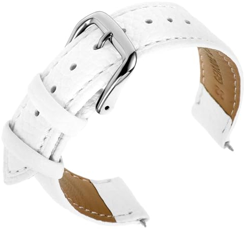 Cobee Leder Uhrenarmbänder, strukturiertes gepolstertes Vintage Uhrenarmband mit Edelstahl Schließe Schnellverschluss Ersatzarmband aus weichem Rindsleder mit Federwerkzeug(Weiß,22mm)
