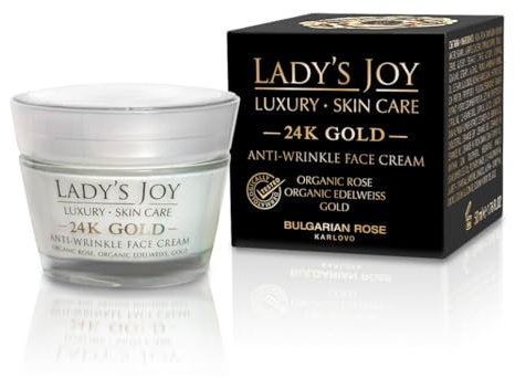 Lady's Joy Luxury 24K Gold Anti-Wrinkle Face Cream with organic rose oil and 24k gold - Bulgarian Rose 50 ML/1.76fl oz