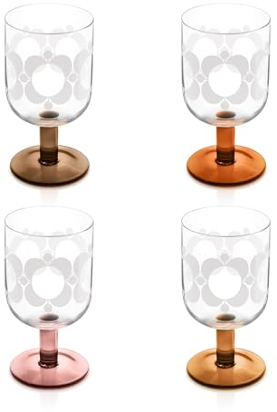 Orla Kiely Atomic Flower Wine Glasses Brown Shades - Set of 4
