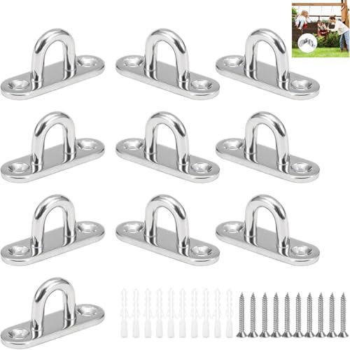 ANBOO 10 Pcs M5 Crochets De Plafond En Forme U, Crochet Inox, Pontet Inox, Base 15 X 45mm, Support Mural Plaques À Œil Pour Fixer Les Cordons Sur Bateau, Yoga, Les Lustres, Quincaillerie