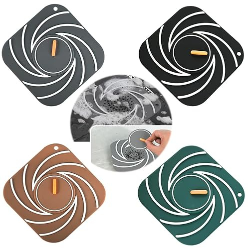 Universal Silikon Waschbeckenstöpsel,Counius 4 Stück Praktisches Badewannenstöpsel, Stöpsel Waschbecken mit Saugnapf,Abflussstopfen Badewanne und Waschbecken,Stöpsel für Spülbecken