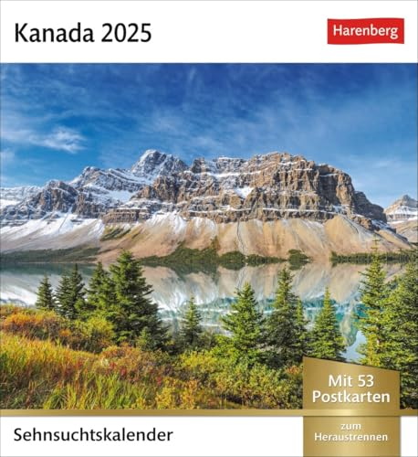 Sehnsuchtskalender Kanada - Kalender 2025 - Harenberg-Verlag - Postkartenkalender mit 53 heraustrennbaren Postkarten - 16 cm x 17,5 cm