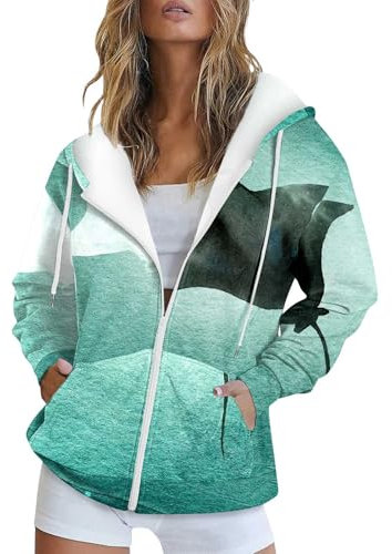 Chanpning Hoodie Damen Oversize Jacke Kariert Sweatshirtjacke Übergröße Pulli Angenehm Weich Langarmjacke Baggy Streetwear Angenehm Zu Tragen Sweatjacke Classic Autumnjacke Lose Damenjacke Sommer