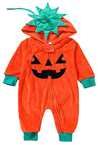 MNSWR Baby Boy Halloween Outfit Erster Halloween Kürbis Hoodie Strampler Einteiliger Overall für Kleinkind Jungen Mädchen Halloween Outfits Baby,Carnival Costume Women Halloween Kostüm Kleinkind Baby