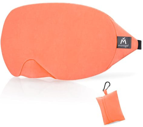 Mavogel Baumwoll-Schlafmaske - 100% handgefertigt, lichtundurchlässige Schlafmaske mit aktualisiertem, gebogenem Nasendesign, weiche Schlafmaske für Frauen und Männer, inkl. Reiseetui (Sunrise Orange)