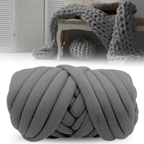 GOEDCH 500 g di lana per maglieria: lana spessa e ingombrante, filato per lavorare a maglia a mano, all'uncinetto, per coperte, nidi per animali domestici, fai da te (grigio)