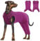 Katzinst Hundebody mit Beinen, Hundebody Nach Op mit Reißverschluss Hinten für Hund Kastration Rüde Hündin，Anti-Wundlecken Hundeschenkel Schutz Bodysuit, Wundschutz, Op Body Hund,Lila,3XL