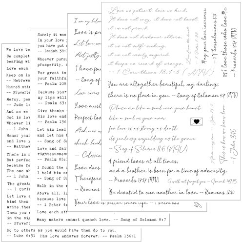 Esland Bibelversen Planer Aufkleber - 4 Blatt Liebeszitate, Retro Schreibmaschine & Handlettering Stile, inspirierende christliche Aufkleber für Journaling, Scrapbooking, Bibelstudium und Handwerk