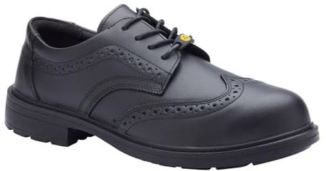 Blackrock ESD Brogue Smart Safety Shoes Black | Composite, Black, Metal-Free Toe Cap Shoes, Smart, Leather, Brogue, Office Safety Footwear, UK Size 11 / EU 46
