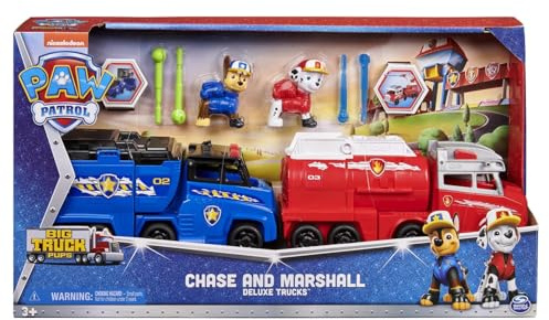 Spin Master MENUDIKOS Équipe Patrouille Canine Camions Chase et Marshall Véhicule à grande échelle avec des figurines inédites de Chase et Marshall Camions de luxe +22 cm À partir de 3 ans