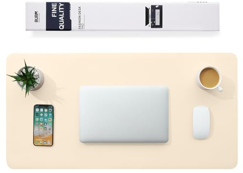BUBM Schreibtischunterlage 80x40cm, Premium Leder Mauspad, Rutschfeste Tischunterlage Schreibunterlage, Multifunktionales Office Mousepad Schreibtisch Zubehör für Büro & Homeoffice（Beige）