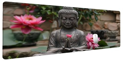 Flower Mouse Mat Large 700x300mm XXL Mouse Pad Zen Gaming Mousepad, Desk Pad Pc Accessories Mousemat Soft Smooth Surface and Anti-Slip Rubber Base, Gaming Mat Desk Accessories for Men Office Decor G-9