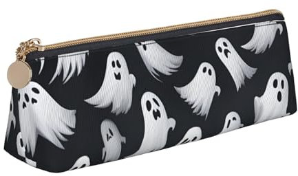 Longzehao Mignon motif d'Halloween fantôme blanc 1 impression simple triangle stylo étui de rangement pour fournitures de bureau, cosmétiques, articles de toilette, blanc, taille unique, art déco,