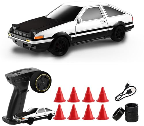 Vefacion Mini RC Drift Auto 1:43, 2,4 GHz, 15 km/h, ferngesteuert mit Licht | RC-Rennauto im Maßstab 1:43 für Drift- und Fahrspaß, mit 2,4-GHz-Fernsteuerung und Licht; Geschwindigkeit: 15 km/h