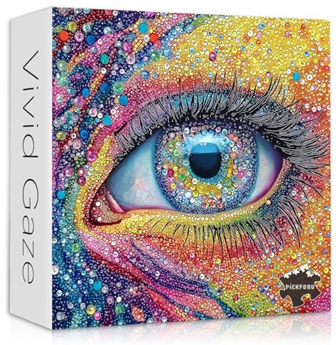 Impossible Puzzles for Adults 1000 Pieces, Colorful Eye Gemstone Art Puzzles Difficult, Rainbow Crystal Hard Challenging Jigsaw Puzzles for Adults Aesthetic