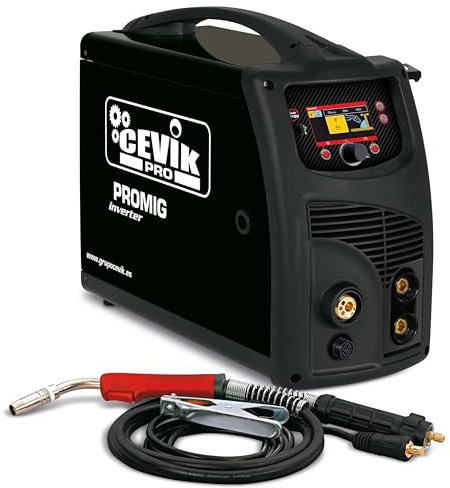 CEVIK PRO CE-PROMIG250PUL – Saldatrice Inverter MIG/TIG/MMA – 250A 20% 230V – Filo 1mm – Elettrodi 4mm – Display Digitale – Torcia MIG AX15, pinze 35-50, 2 guaine incluse
