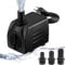 Mini Wasserpumpen(25/35/45W, 2000/2500/3000L/H), Ultra Leise Aquarium pumpe mit hohem Hub, brunnenpumpe mit 1,5 m Netzkabel,4 Saugnäpfen, 2 Düsen für Aquarien, Teich, Brunnen, Statuen (25W)