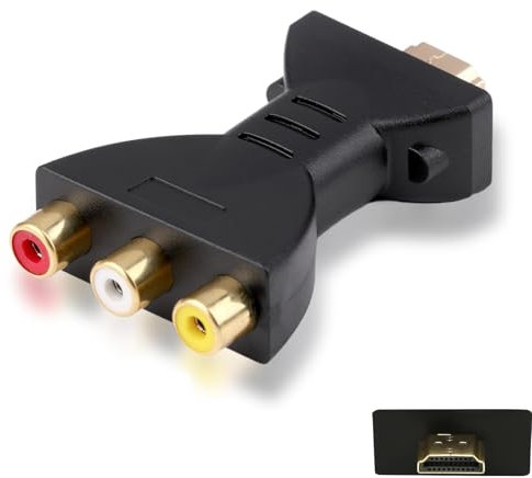 KRENIE Convertisseur HDMI vers RCA 1080p, adaptateur RCA rouge blanc jaune pour moniteur de télévision projecteur – HDMI mâle vers 3RCA femelle composite vidéo audio convertisseur pour TV