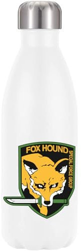Fox with knife Vacuum Insulated Thermal Water Bottle White