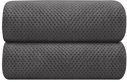HOMEXCEL Grey Bath Towels 2 Pack, Microfiber Bathroom Towel, Super Soft Highly Absorbent Bath Towel Set, Quick Drying Towels for Sport, Yoga, SPA, Fitness