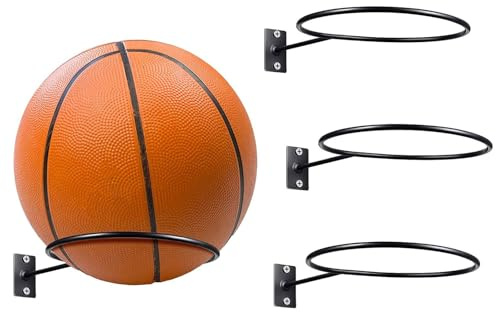 Anei 4Packs Ball Holders - 13,5 Football Wall Holder Mounted Ball Wall Storage Display Ball with Screws - Football Basketball Volleyball Universal ST201S (black)
