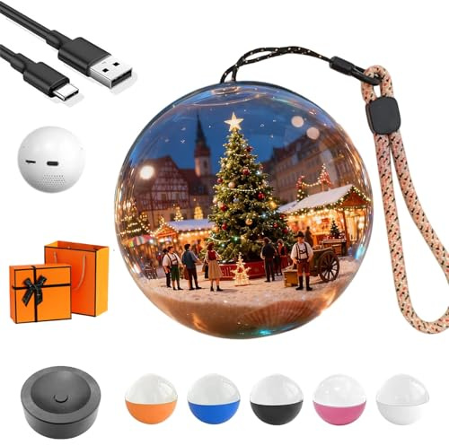 Christmas Tree Bauble Memory Sphere, 2026 WiFi Memory Orb Video Ball, 2.7 Inch Magic Crystal Ball, 3D Personalised Weihnachtskugel mit Video, for Family and Friends (Weiß)