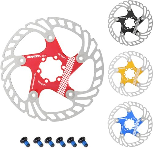 CYSKY Fahrrad Bremsscheibe mit 6 Schrauben 140mm/160mm/180mm/203mm CNC-gefräste Edelstahl Schwimmend Gelagerten Bremsscheiben für ebike, Rennrad, MTB, BMX, Fatbike, Gravel bike (Rot, 180mm)