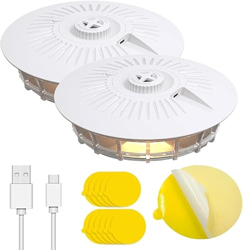 Eirolace Flohfalle Für Wohnung 2 Pcs,4 Lichtmodi,Mit 15 Klebepads | 360°-Licht,Flohlichtfalle Für Wohnzimmer,Küche,Schlafzimmer