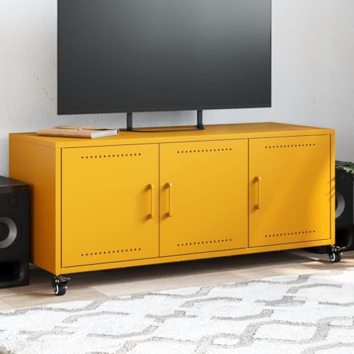 Generico Mobile TV Giallo Senape 100,5x39x43,5 cm in Acciaio,Giallo,15.47kg,846647