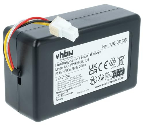 vhbw Akku Ersatz für Samsung DJ96-00193F | DJ96-00193B, DJ68-00741V-00, VCA-RBT72 für Staubsauger (4,6 Ah, 21,6 V, Li-Ion)