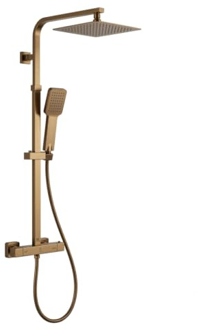 Arko bathroom Thermostatic Shower System | Thermostatic Shower Mixer Set with Overhead Rain Shower and Handheld Shower (Bronze)