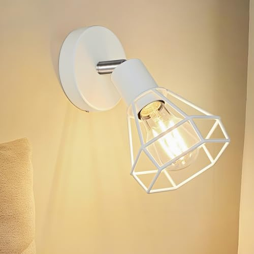 HiBay Wandleuchte innen 1 Flammig E27 Wandlampe Vintage Schwenkbar 350° Deckenstrahler Metall für Küche Flur (Ohne Leuchtmittel)