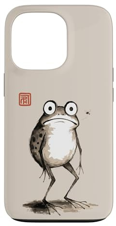 Funny Grumpy Frog Fly Japanese Sumi-e Ink Watercolor Art Case for iPhone 13 Pro
