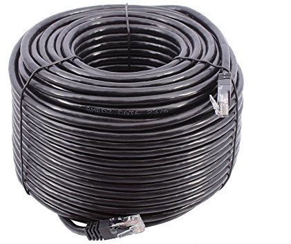 Smedz CAT6 Cavo di Rete, PE, UTP, con Sistema Plug an Play, da 24 AWG, in Rame, per Uso Esterno ed Interno, Nero 50m