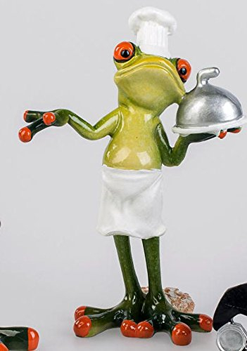 Dekofigur lustiger Frosch als Koch, 13 cm