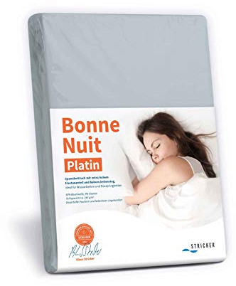 STRICKER Bonne Nuit Platin Spannbetttuch Baumwolle Stretch 240 g/m²- Steghöhe bis 40 cm Bettlaken für Boxspringbetten Wasserbetten - Größe 180x200-200x240 cm Graphit
