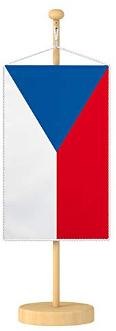 Vispronet® Tischbanner Tschechische Republik Nationalfahne Set ✓ Fahne & Ständer ✓ Kordel-Rand